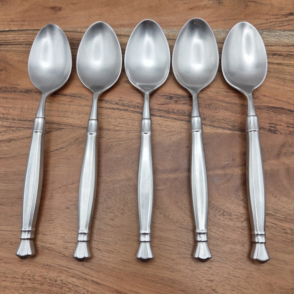 Set Of 5 Vintage Oneida Cube ACT II Teaspoons Satin Stainless Steel 6.5"